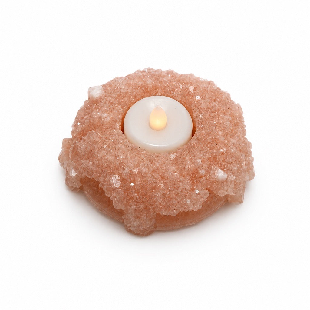 Candlelit Calm Crystal Tea Light Holder | Pink