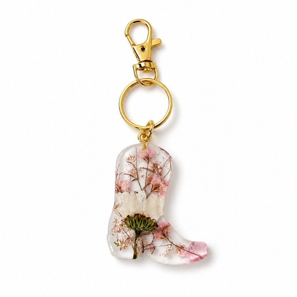 Floral Cowgirl Boot Bag Charm