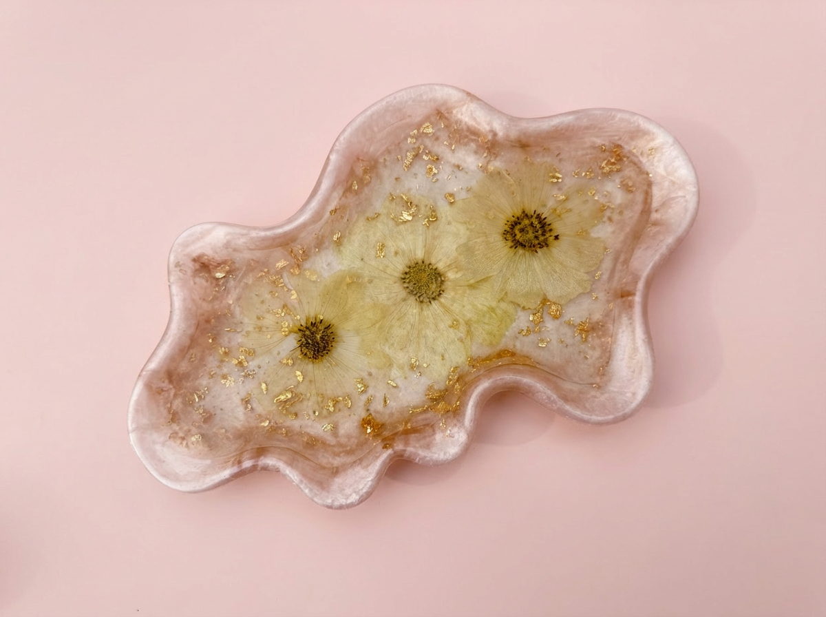 Wavy Pressed Floral Jewelry Tray - Blush Pink