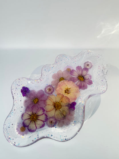 Wavy Pressed Floral Jewelry Tray - Purple Passion image 1