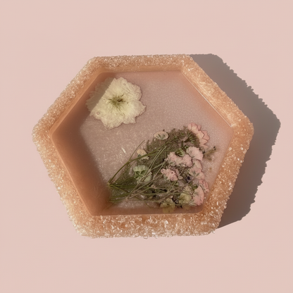 Hexagon Pressed Flower Catchall Tray | Blush Meadow