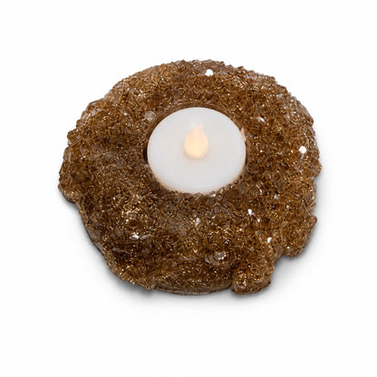 Candlelit Calm Crystal Tea Light Holder | Gold