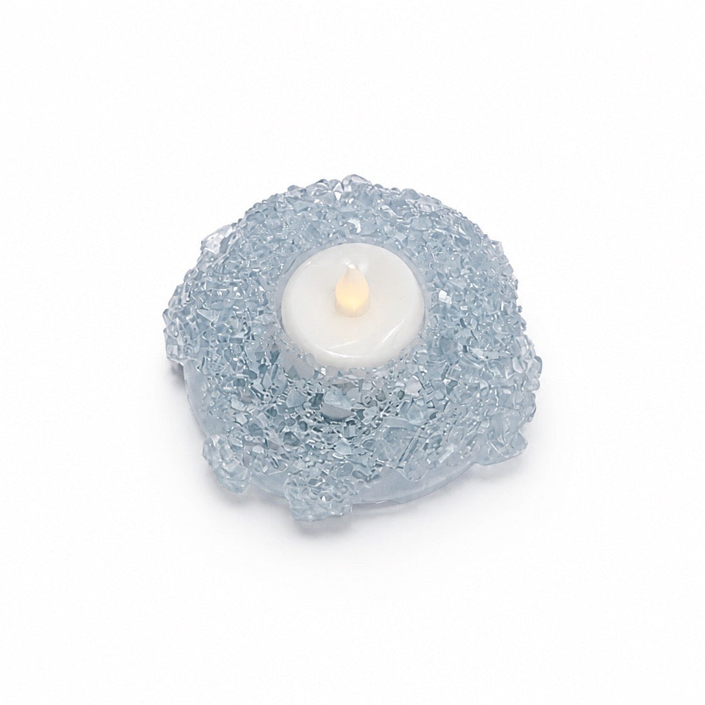 Candlelit Calm Crystal Tea Light Holder | Crystal Blue