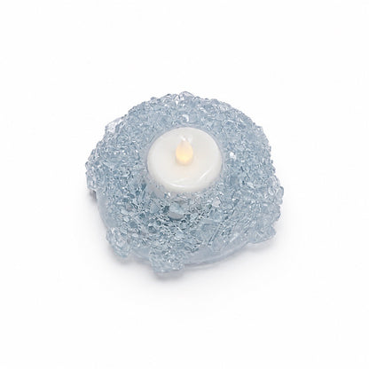 Candlelit Calm Crystal Tea Light Holder | Crystal Blue