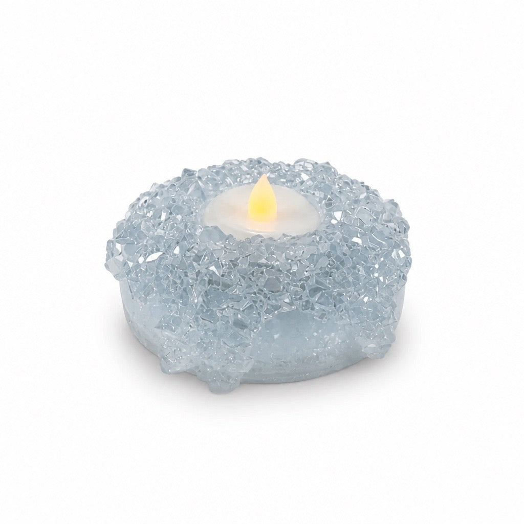 Candlelit Calm Crystal Tea Light Holder | Crystal Blue
