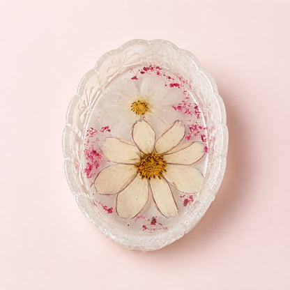 Pressed Flower Resin Trinket Tray | Soft Purples