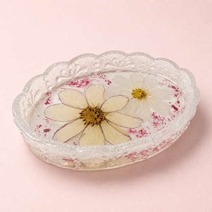 Pressed Flower Resin Trinket Tray | Soft Purples