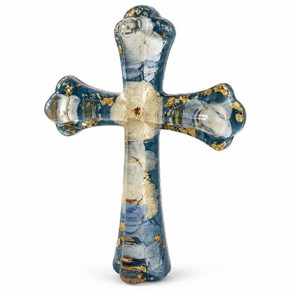Elegant Christian Cross | Sapphire Bloom Cross