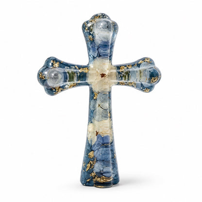Elegant Christian Cross | Sapphire Bloom Cross
