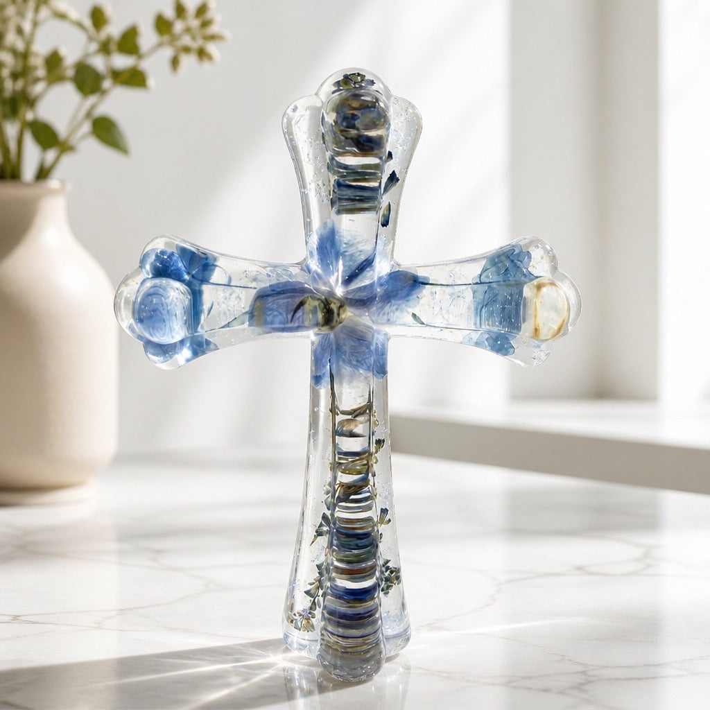 Elegant Christian Cross | Sky Blue