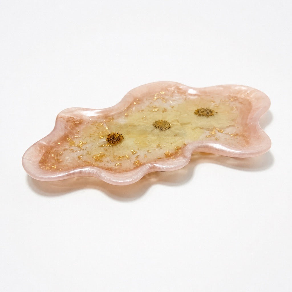 Wavy Pressed Floral Jewelry Tray - Blush Pink