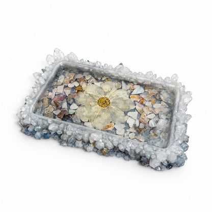 Blooming Crystal Trinket Tray | Coastal Garden Featuring Abalone Shell Fragments