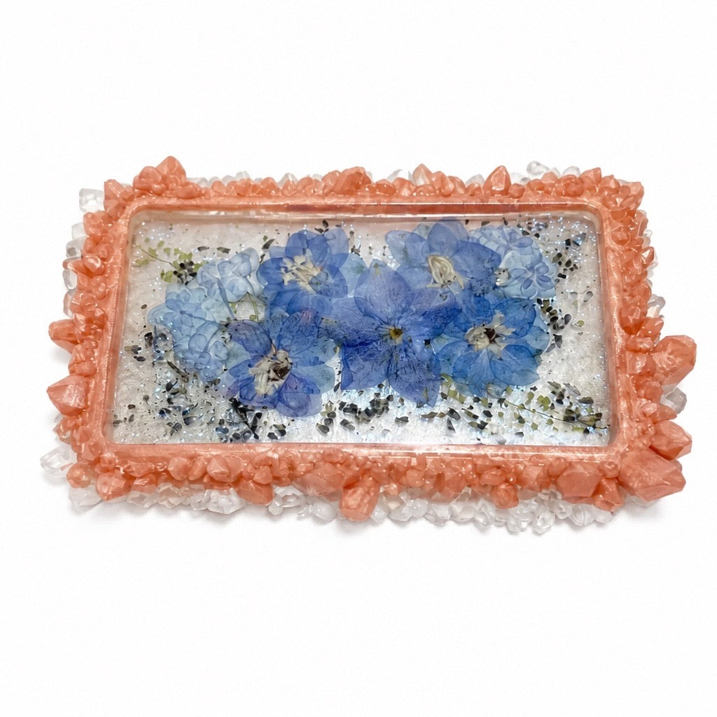 Blooming Crystal Trinket Tray | Gilded Blue Petals Tray