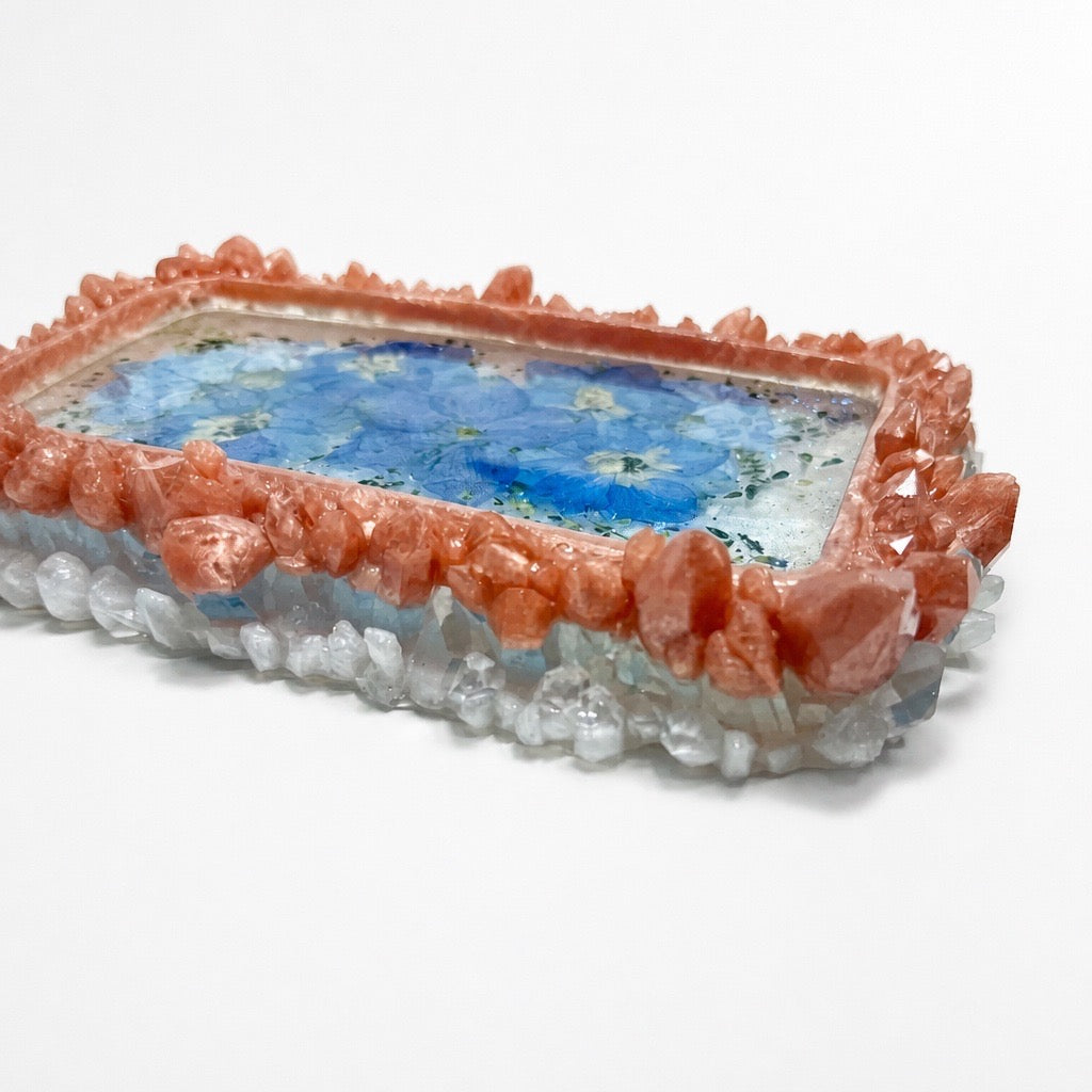 Blooming Crystal Trinket Tray | Gilded Blue Petals Tray