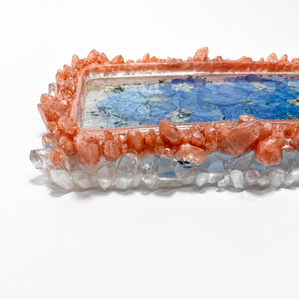 Blooming Crystal Trinket Tray | Gilded Blue Petals Tray