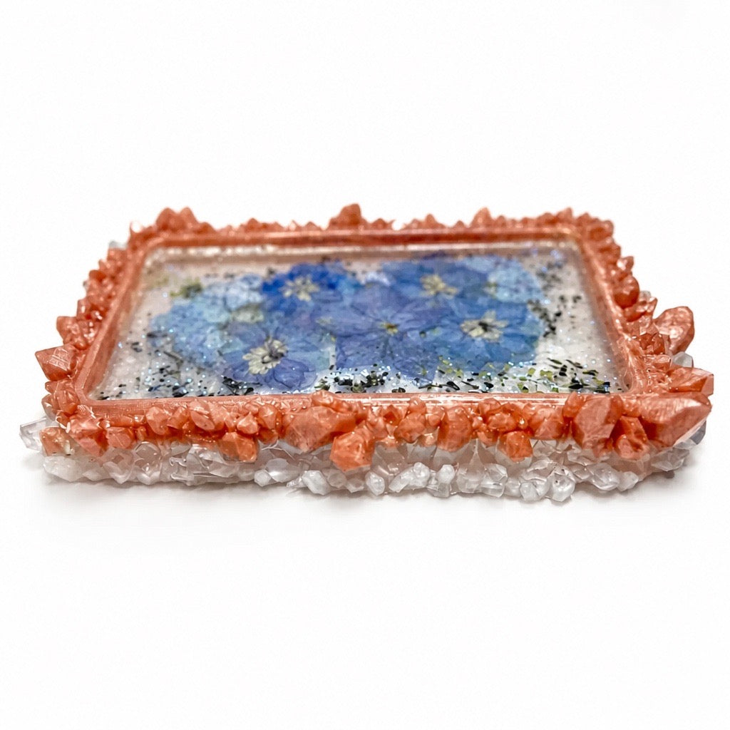 Blooming Crystal Trinket Tray | Gilded Blue Petals Tray