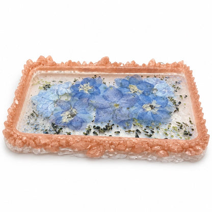 Blooming Crystal Trinket Tray | Gilded Blue Petals Tray