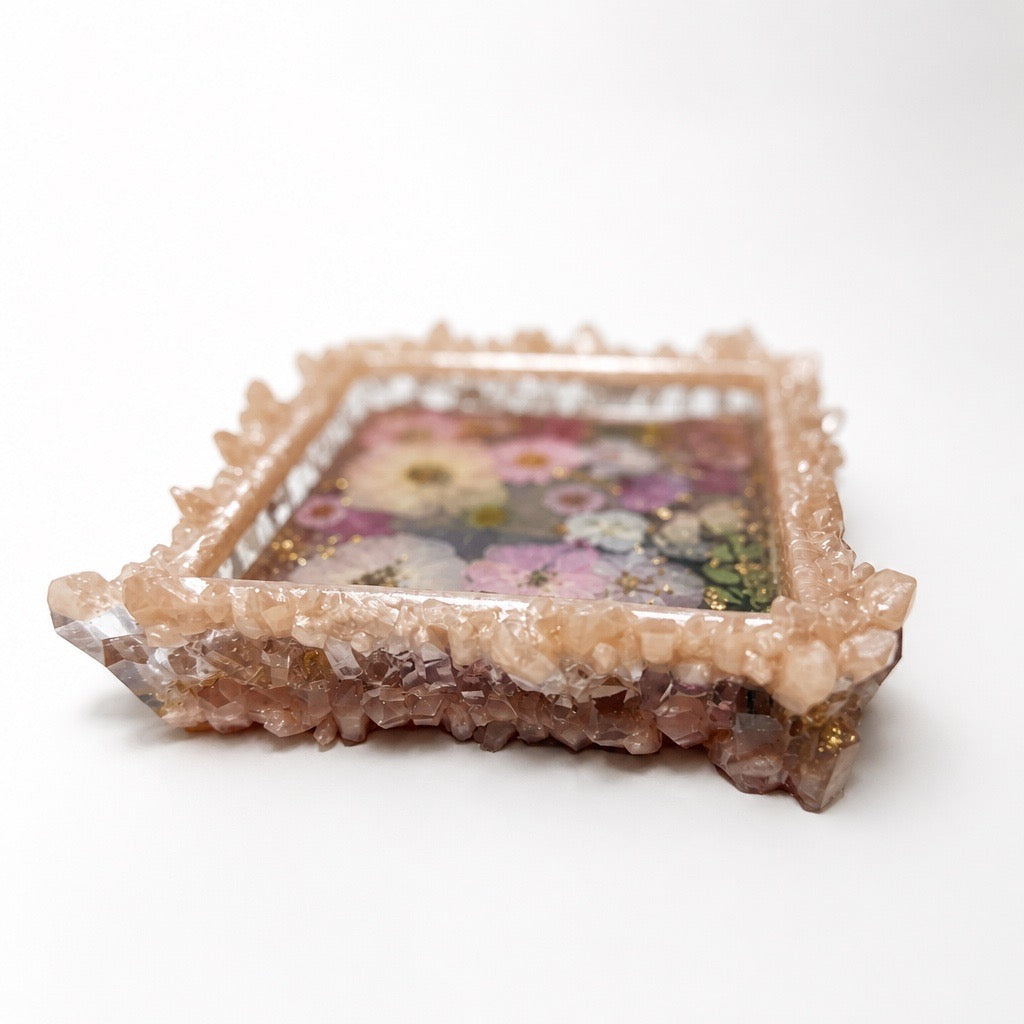 Blooming Crystal Trinket Tray | Romantic Gilded Petals Tray