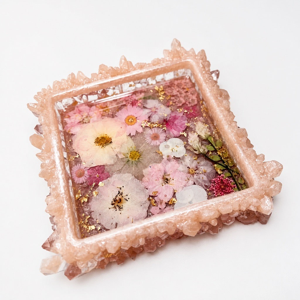 Blooming Crystal Trinket Tray | Romantic Gilded Petals Tray