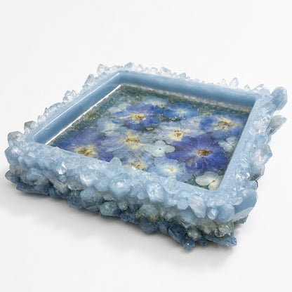 Blooming Crystal Trinket Tray | Crystal Blue Botanicals Tray