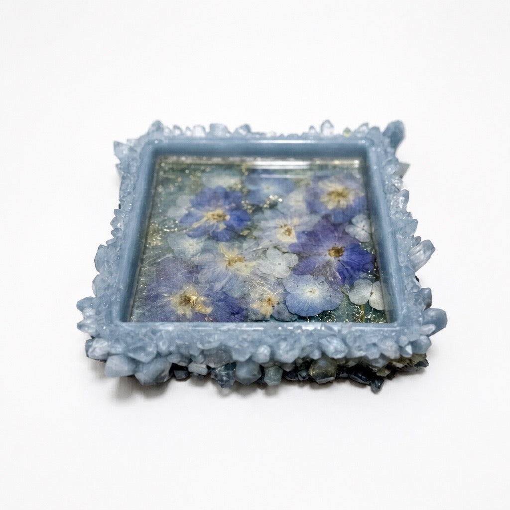 Blooming Crystal Trinket Tray | Crystal Blue Botanicals Tray