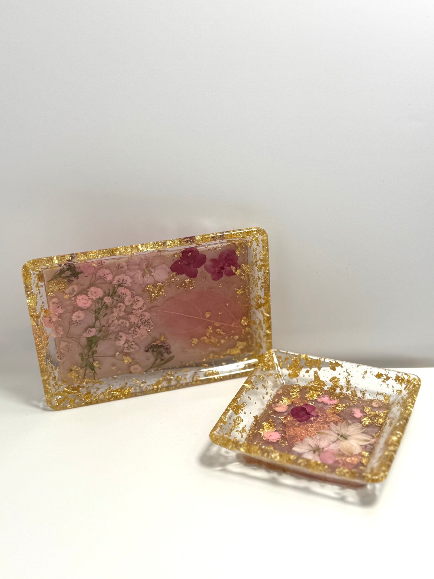 Pressed Flower Resin Tray Set – Jewelry, Vanity & Entryway Catch-All image 2
