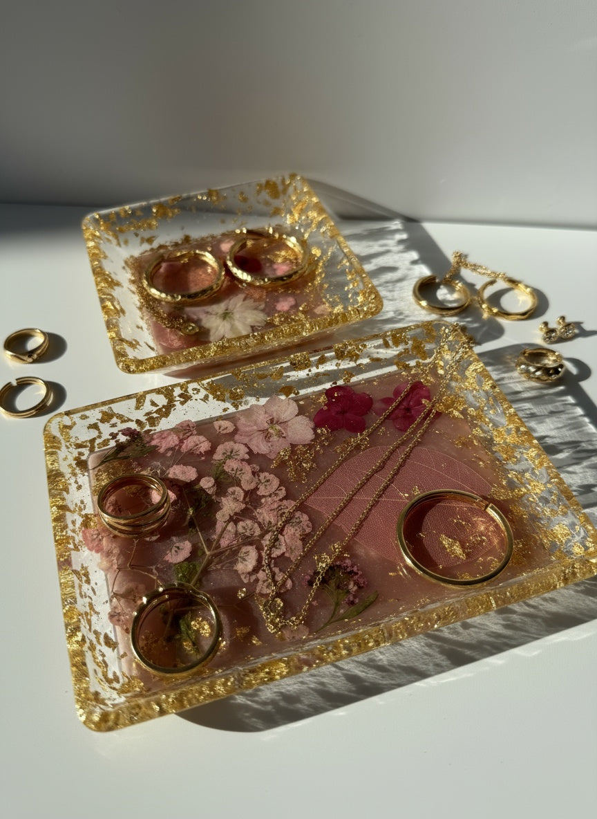 Pressed Flower Resin Tray Set – Jewelry, Vanity & Entryway Catch-All image 5