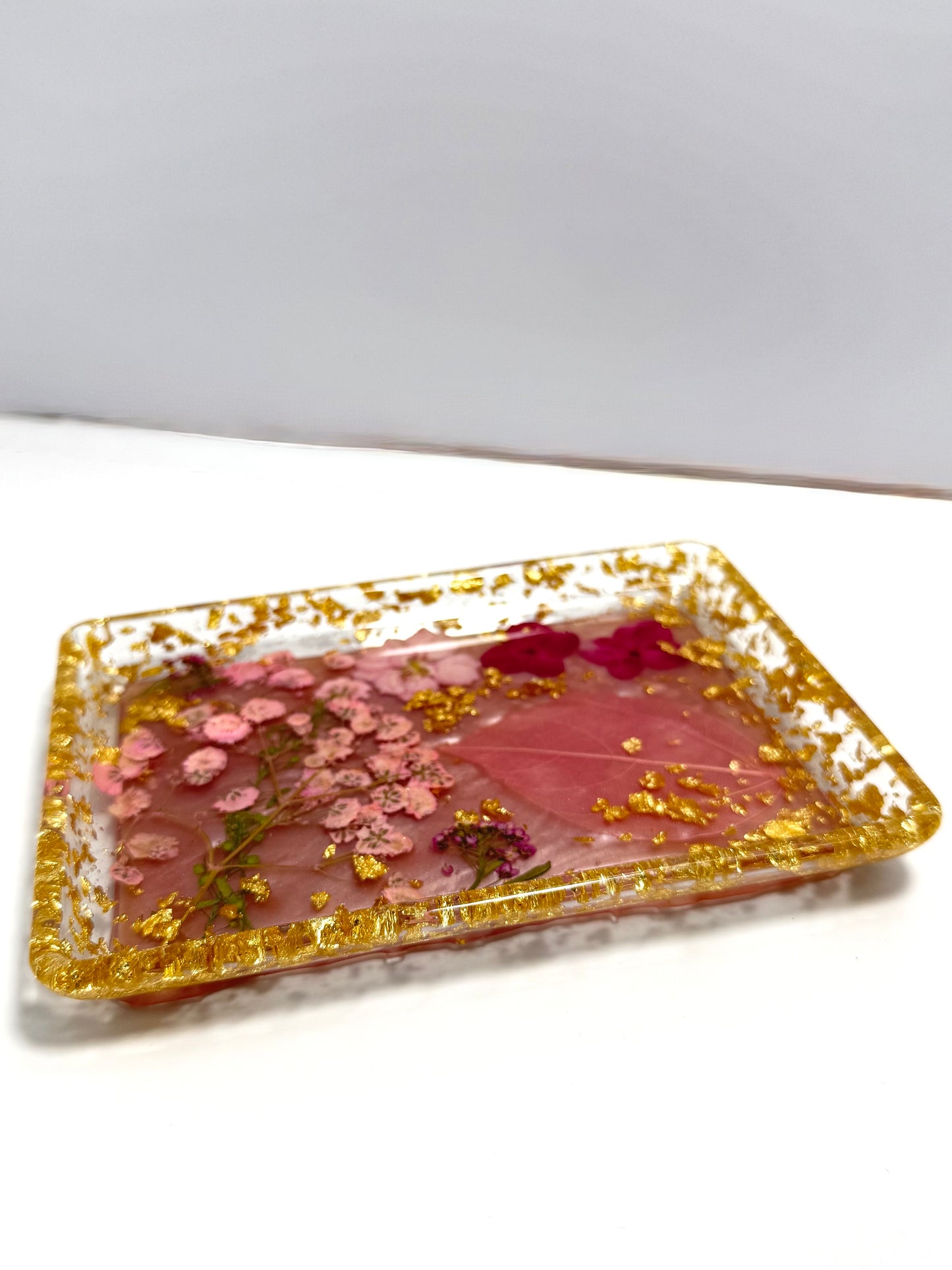 Pressed Flower Resin Tray Set – Jewelry, Vanity & Entryway Catch-All image 1