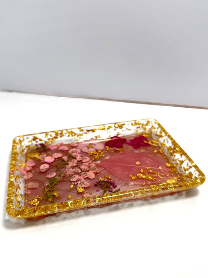 Pressed Flower Resin Tray Set – Jewelry, Vanity & Entryway Catch-All image 1