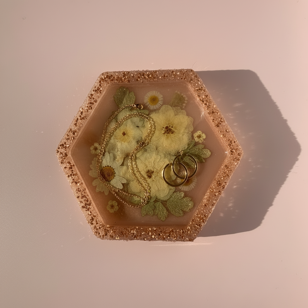 Hexagon Pressed Flower Catchall Tray | Simplicity