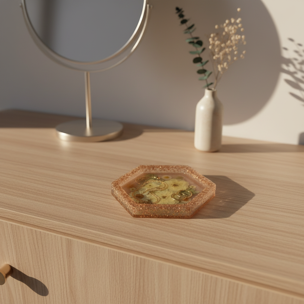 Hexagon Pressed Flower Catchall Tray | Simplicity