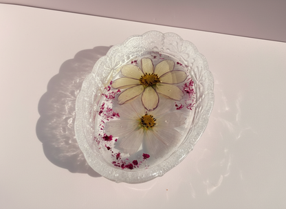 Pressed Flower Resin Trinket Tray | Soft Purples