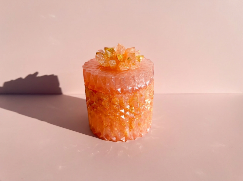 Crystal Bloom Canister — Sculptural Vanity Storage | Soft Pink & Gold