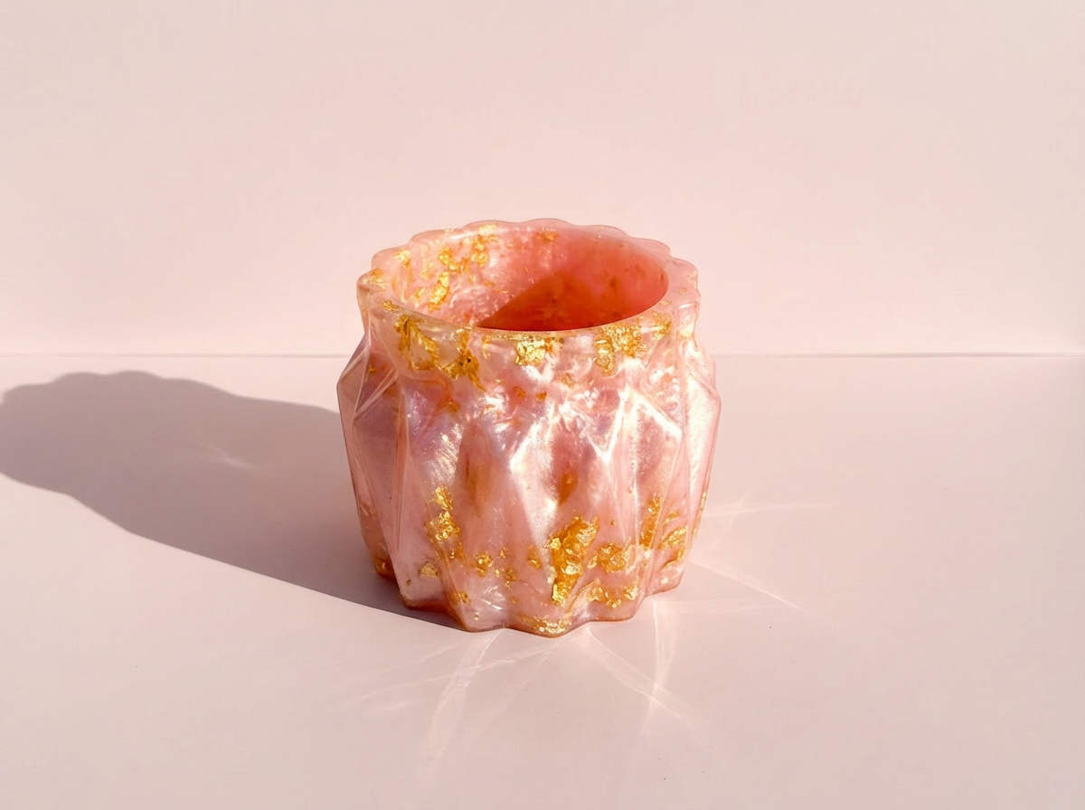 The Faceted Vanity Canister — Blush Pink + Gold