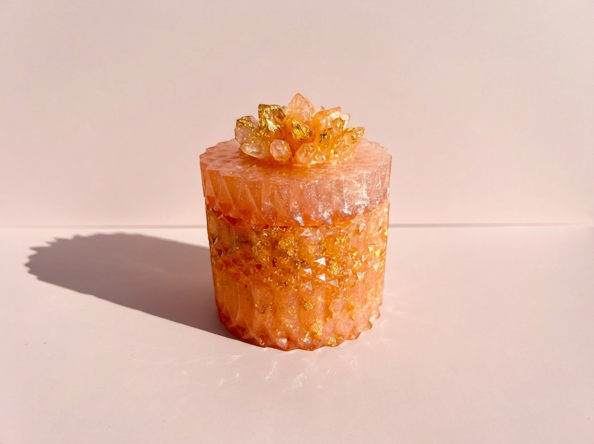 Crystal Vanity Canister — Sculptural Vanity Storage | Soft Pink & Gold