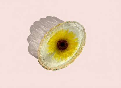 Pressed Flower Resin Trinket Tray | Yellow Paradise