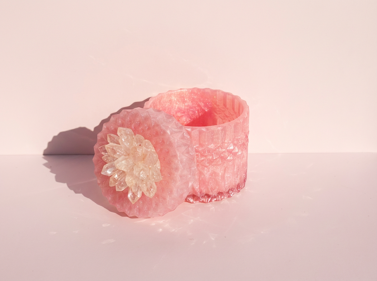 Crystal Vanity Canister — Sculptural Vanity Storage | Soft Pink