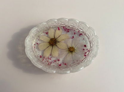 Pressed Flower Resin Trinket Tray | Soft Purples