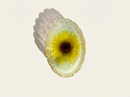 Pressed Flower Resin Trinket Tray | Yellow Paradise