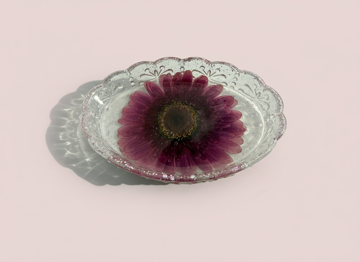 Pressed Flower Resin Trinket Tray – Plum Blossom