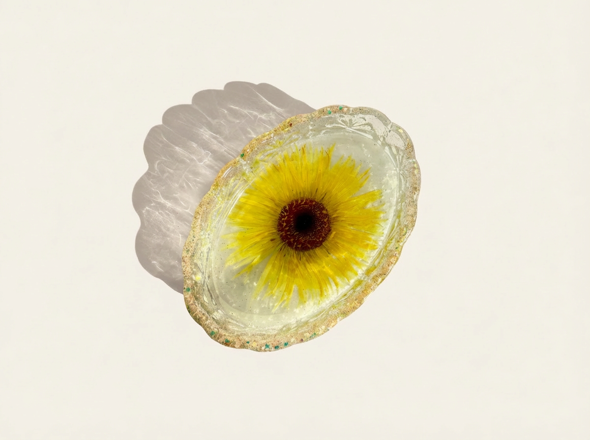 Pressed Flower Resin Trinket Tray | Yellow Paradise