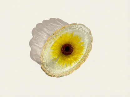 Pressed Flower Resin Trinket Tray | Yellow Paradise
