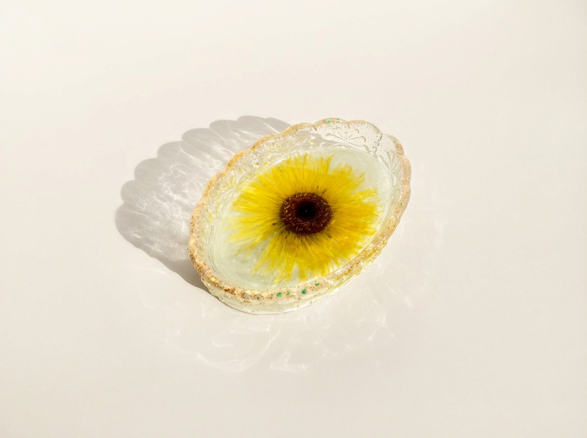 Pressed Flower Resin Trinket Tray | Yellow Paradise