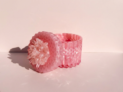 Crystal Vanity Canister — Sculptural Vanity Storage | Soft Pink