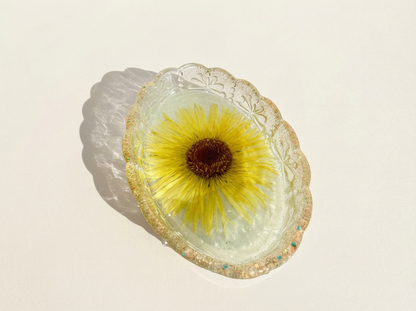 Pressed Flower Resin Trinket Tray | Yellow Paradise