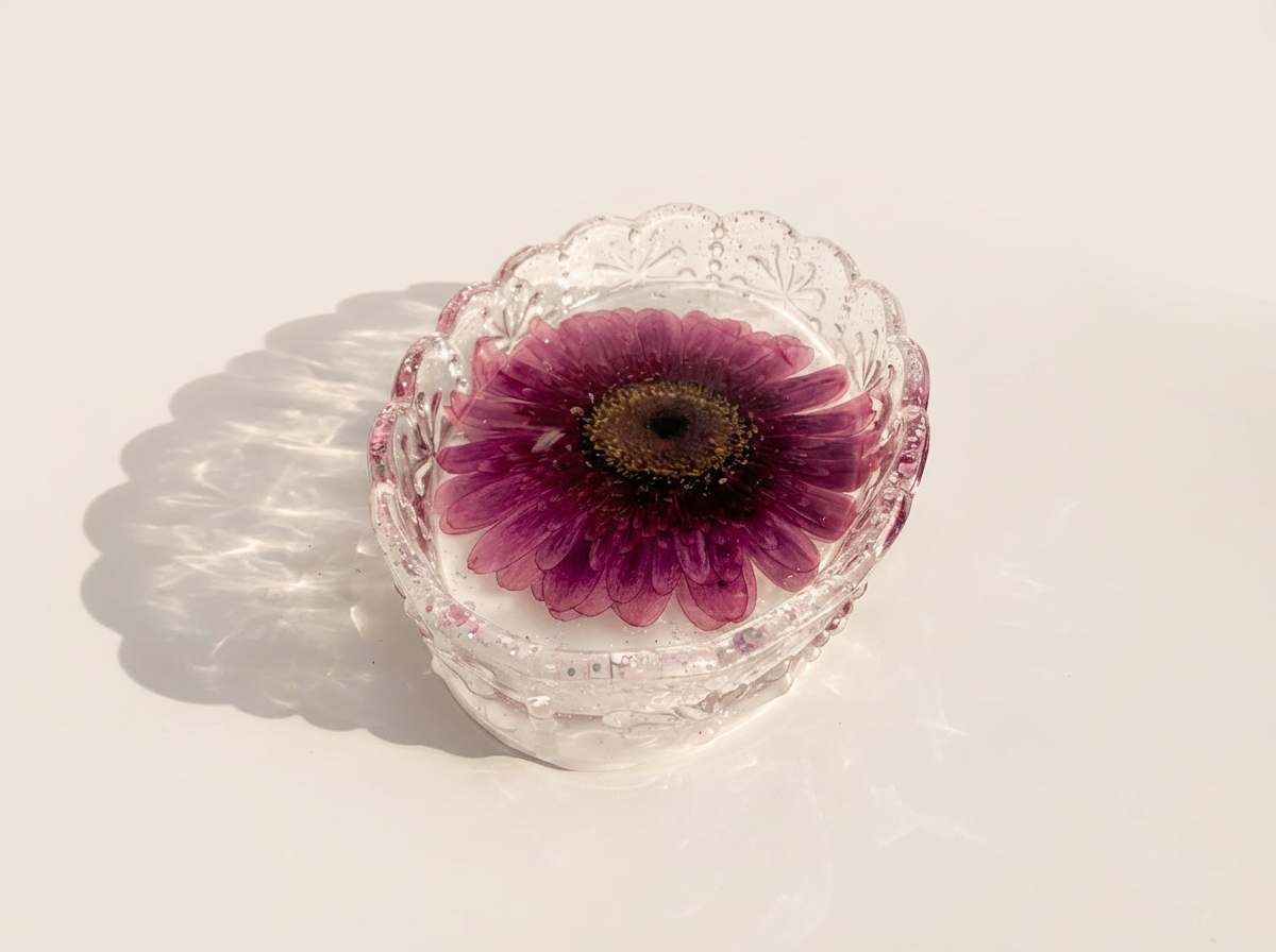 Pressed Flower Resin Trinket Tray – Plum Blossom