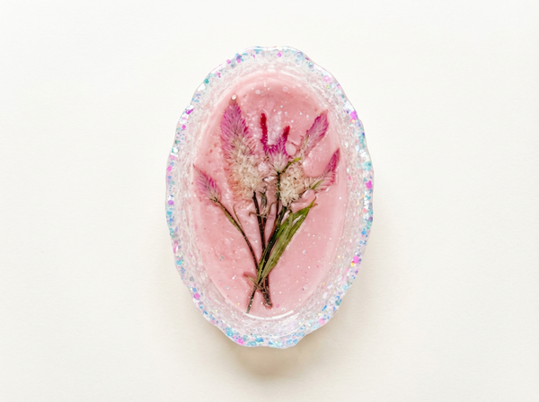 Pressed Flower Resin Trinket Tray | Pink Surprise
