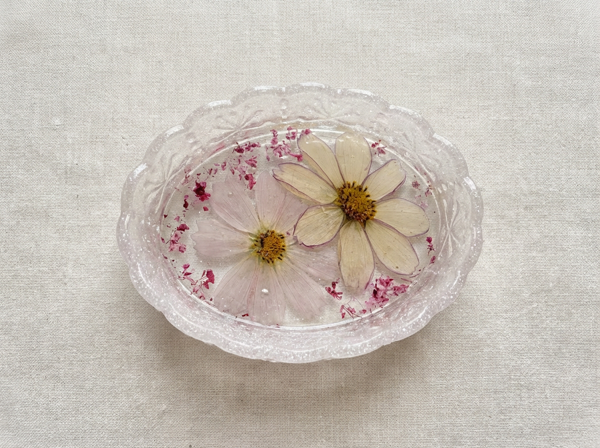 Pressed Flower Resin Trinket Tray | Soft Purples