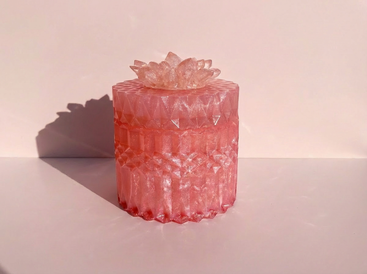 Crystal Vanity Canister — Sculptural Vanity Storage | Soft Pink