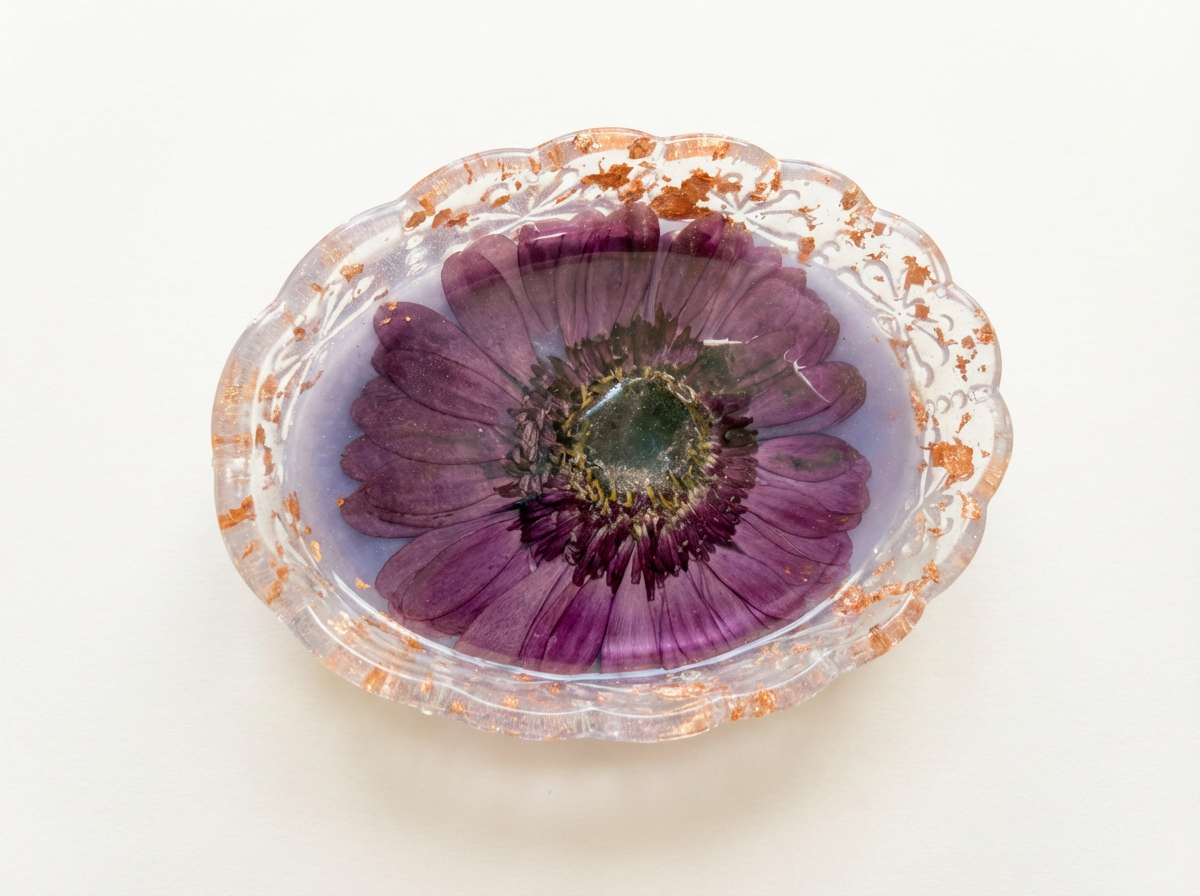 Pressed Flower Resin Trinket Tray | Passionate Purple